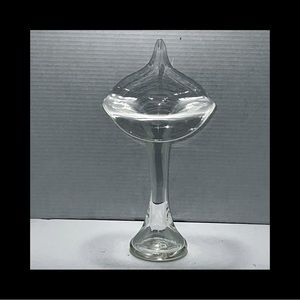 Vintage Hand Blown Jack in the Pulpit Clear Art Vase 12.5”H X  6.25”W X 3.25”B